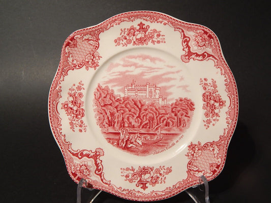 VINTAGE JOHNSON BROS OLD BRITAIN CASTLE PIATTO QUADRATO SEMI PORCELLANA ROSSO #