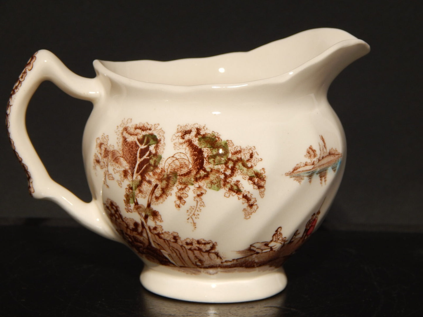 VINTAGE LATTIERA BRICCO SEMI PORCELLANA JOHNSON BROS THE OLD MILL STAMPA A MANO