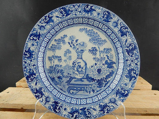 ANTICO AUTENTICO RARISSIMO PIATTO PORCELLANA WEDGWOOD DEL 1864 BLUE BAMBOO #5292