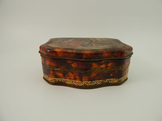 COLLEZIONE ANTICA ORIGINALE SCATOLA COFANETTO DI LATTA SCENA GALANTE