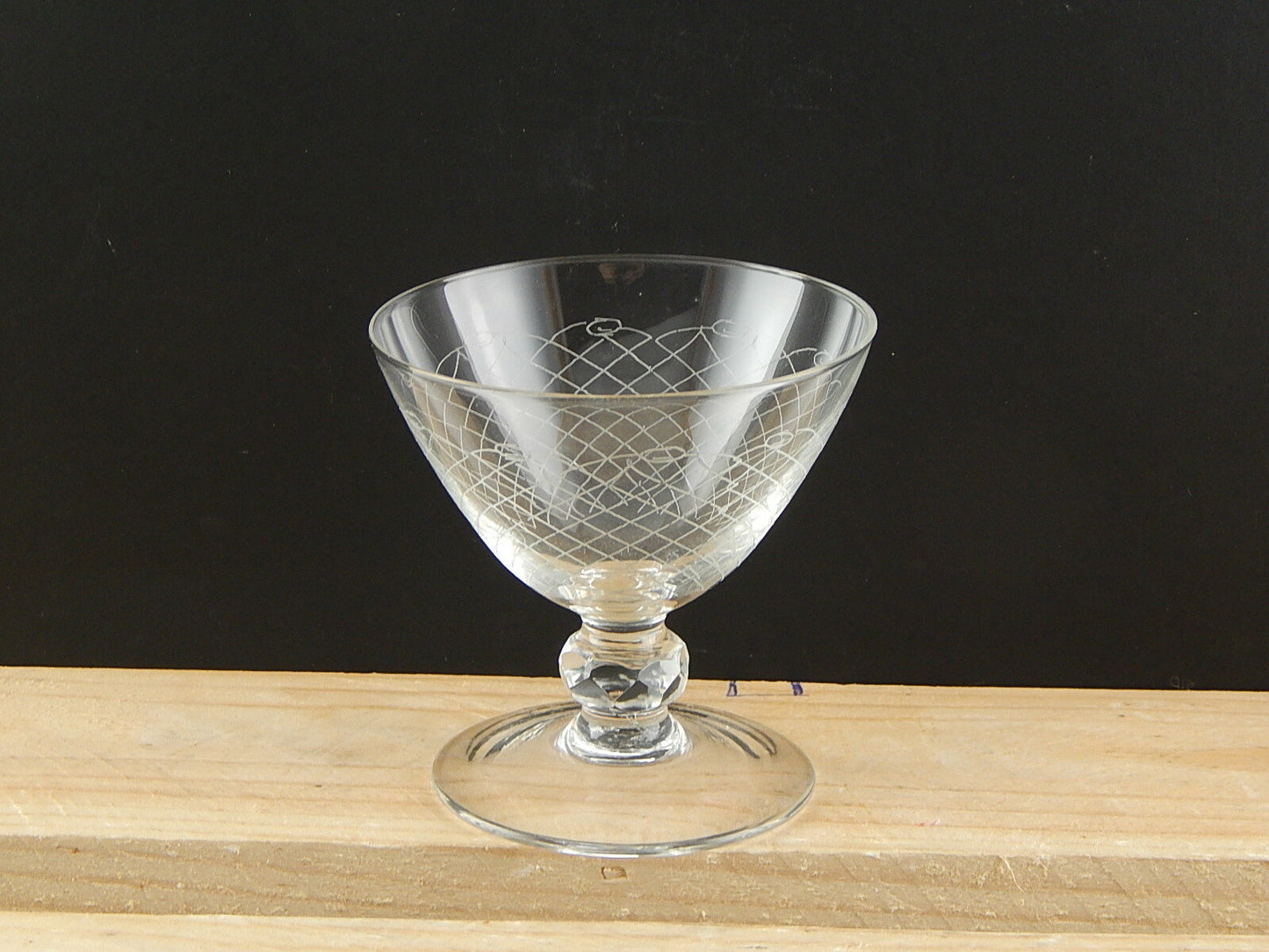 ANTICO BICCHIERE CALICE CRISTALLO INCISO PUNTA DIAMANTE ART DECO