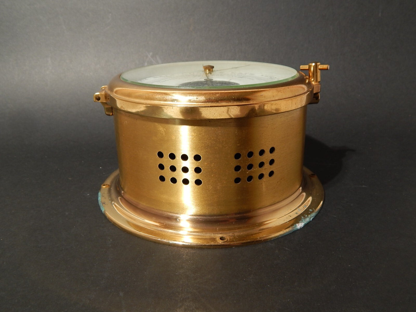 VINTAGE BAROMETRO ANEROIDE ROYAL MARINER SCHATZ OTTONE E VETRO WEST GERMANY