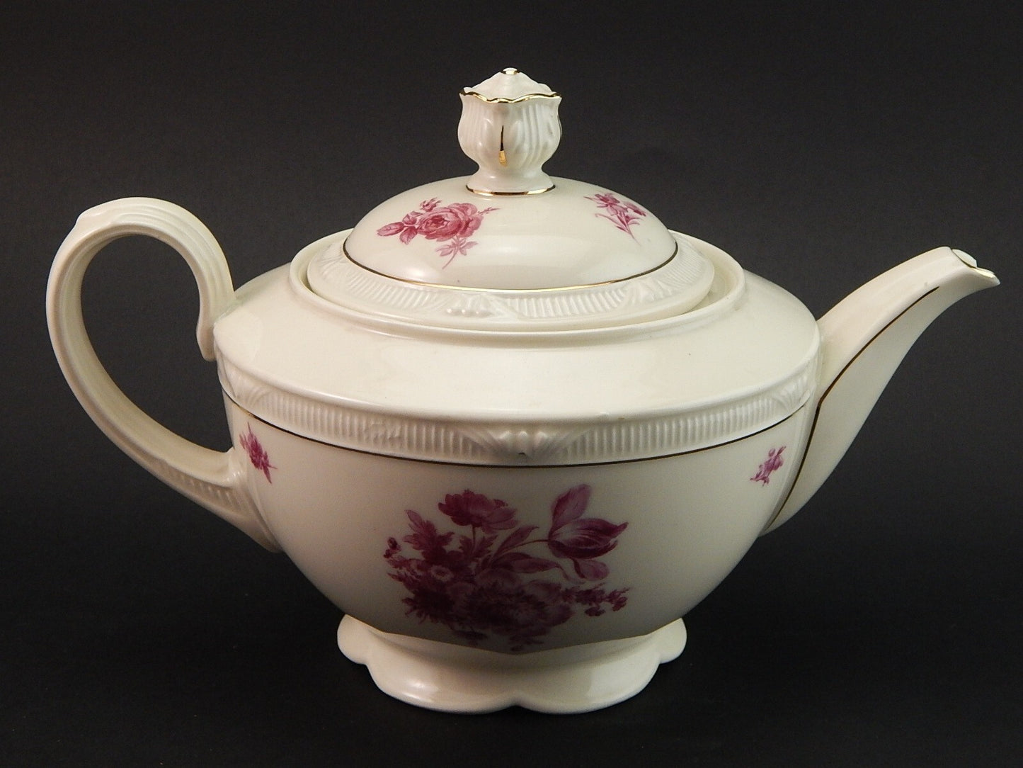 ANTICA RARA TEIERA PORCELLANA ZEH SCHERZER BAVARIA ROSA FUCSIA DIFETTO