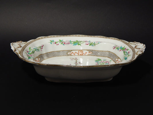 ANTICA RARA LEGUMIERA BONE CHINA INGLESE DECORO INDIAN TREE FINE 1800