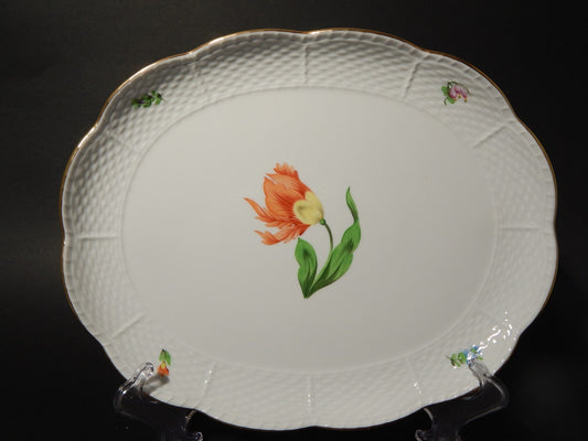 PREZIOSO ELEGANTE PORCELLANA HEREND VASSOIO PIATTO OVALE PETIT BOUQUET