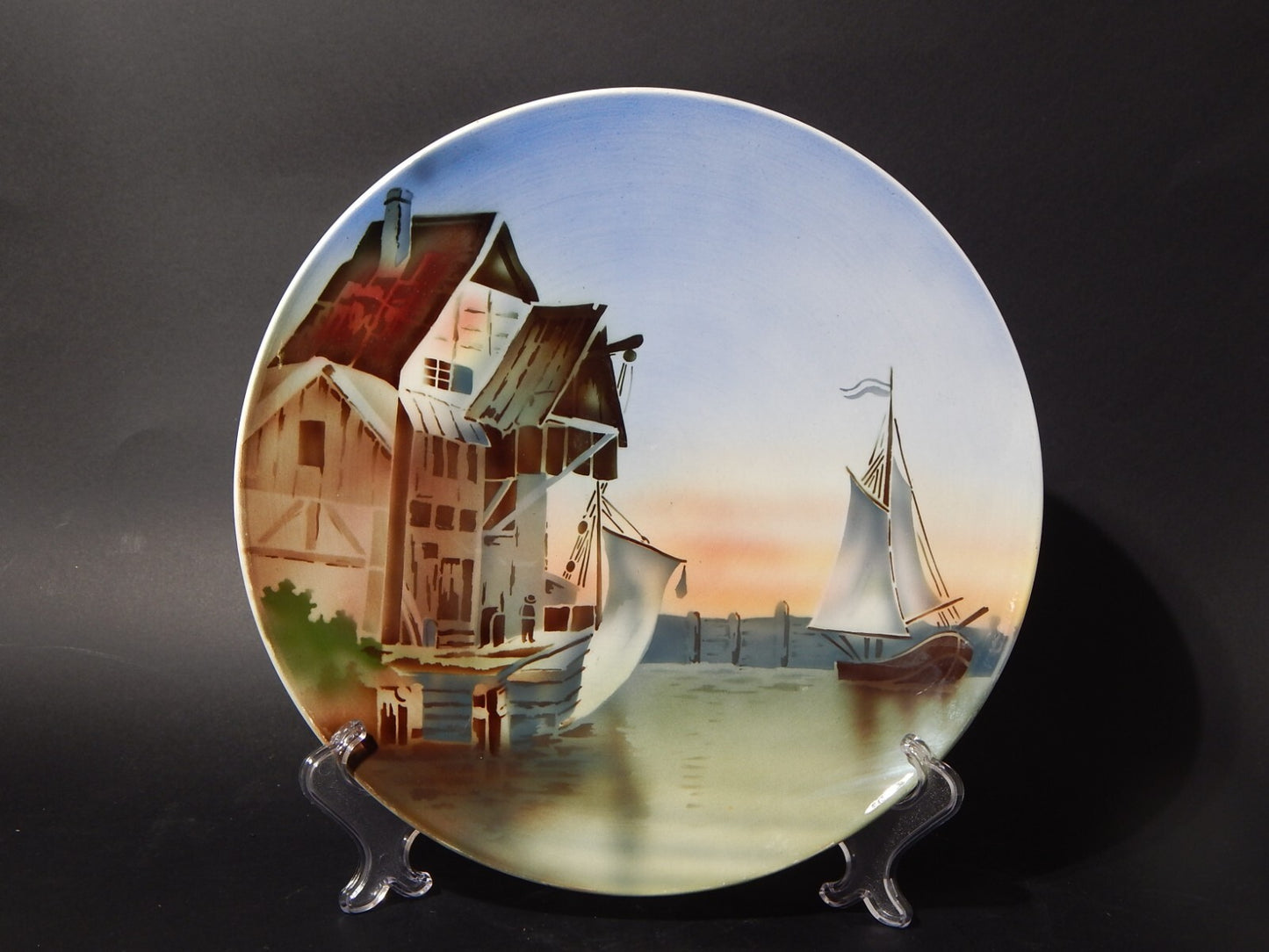 ANTICO RARISSIMO PIATTO PARETE DECORATIVO PORCELLANA VILLEROY&BOCH MARINA