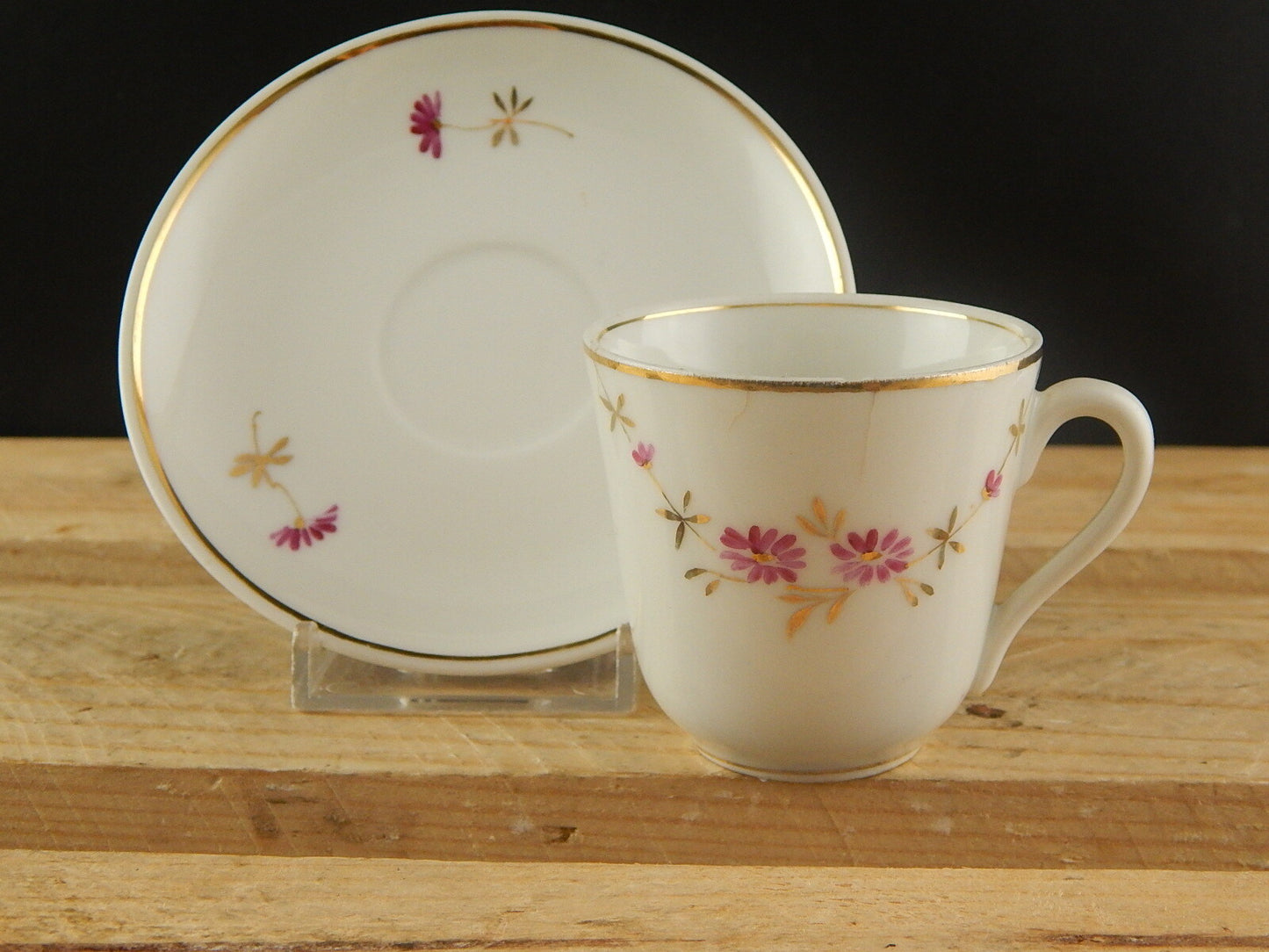 ANTICA TAZZA E PIATTINO PORCELLANA GINORI ART NOUVEAU DIPINTA A MANO #4673