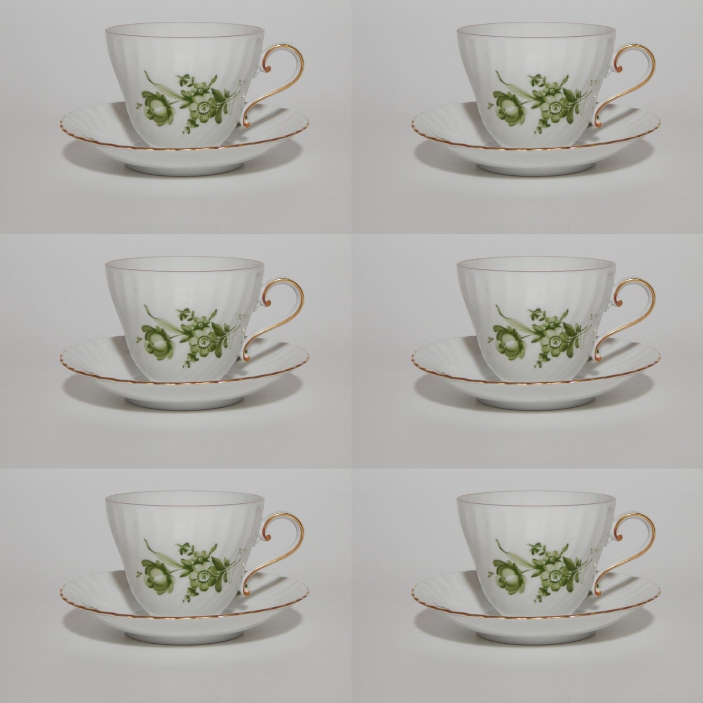 PREZIOSO VINTAGE SERVIZIO DA TE' PORCELLANA TEDESCA KAISER BOUQUET FIORI VERDE