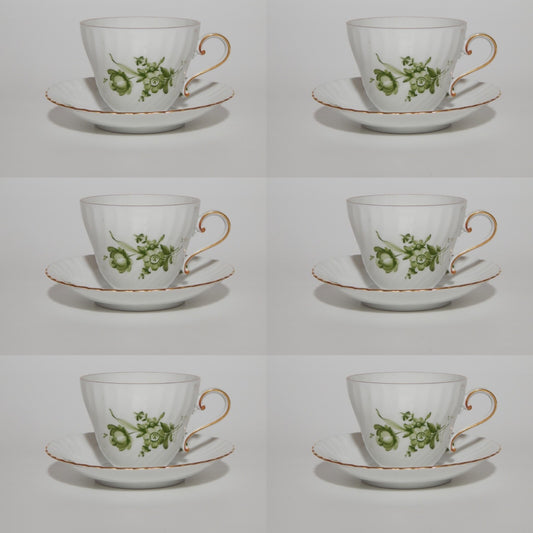 PREZIOSO VINTAGE SERVIZIO DA TE' PORCELLANA TEDESCA KAISER BOUQUET FIORI VERDE