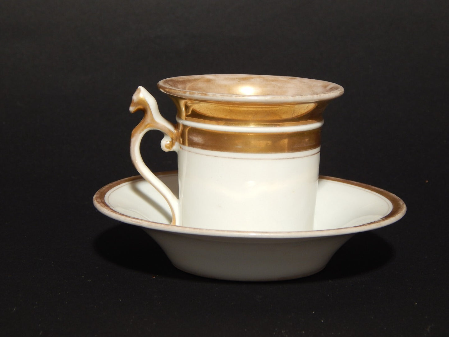 ANTICA PREZIOSA TAZZA PORCELLANA BIANCA E ORO IMPERO GINORI DOCCIA META' 800 #