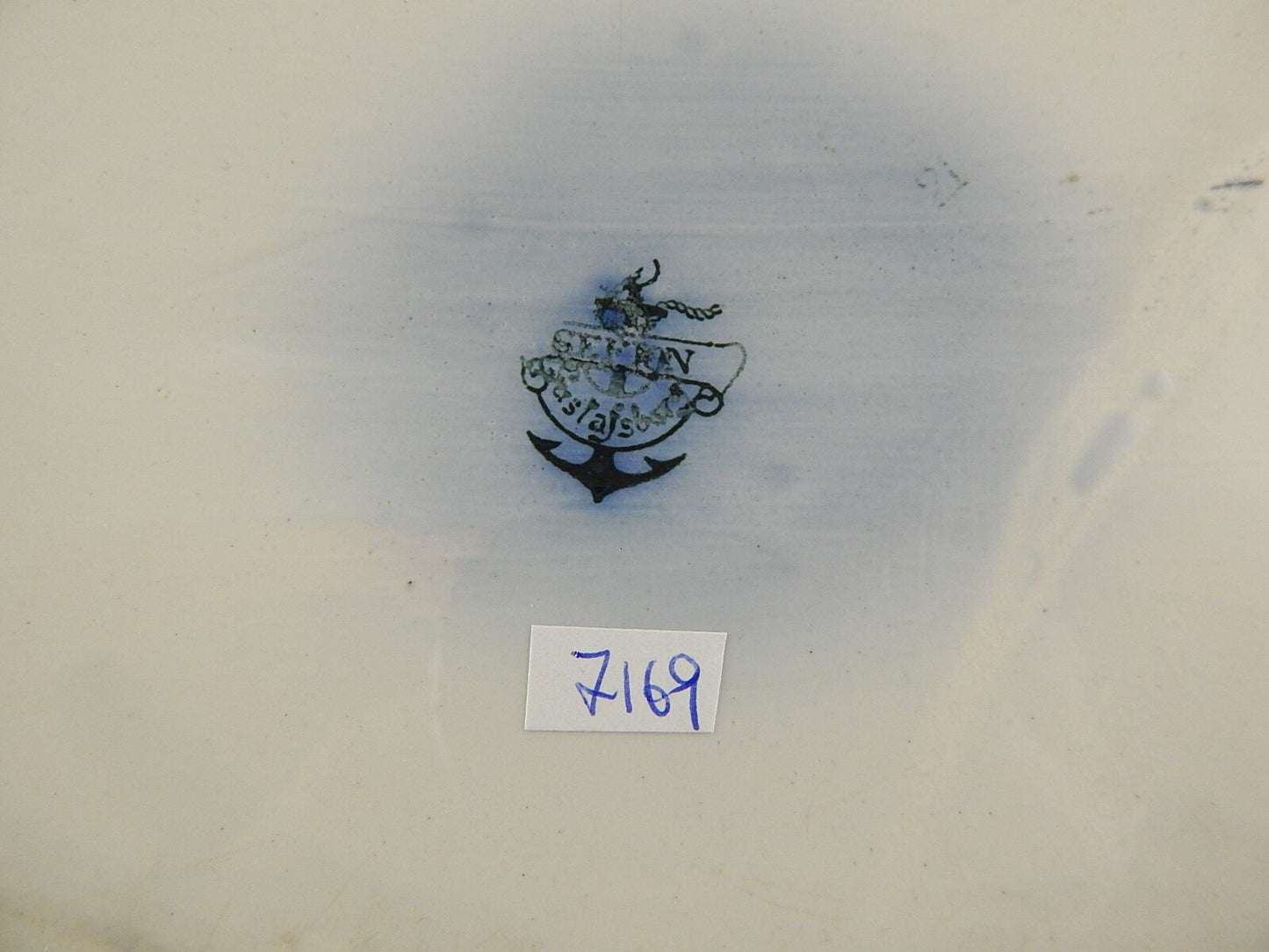 ANTICO PIATTO PORCELLANA BIANCA BLU VASSOIO SECONDA META' 800 GUSTAVSBERG