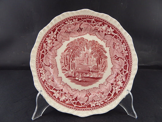 ANTICO PIATTO CERAMICA INGLESE MASON’S DECORO VISTA BIANCO ROSSO CM 23