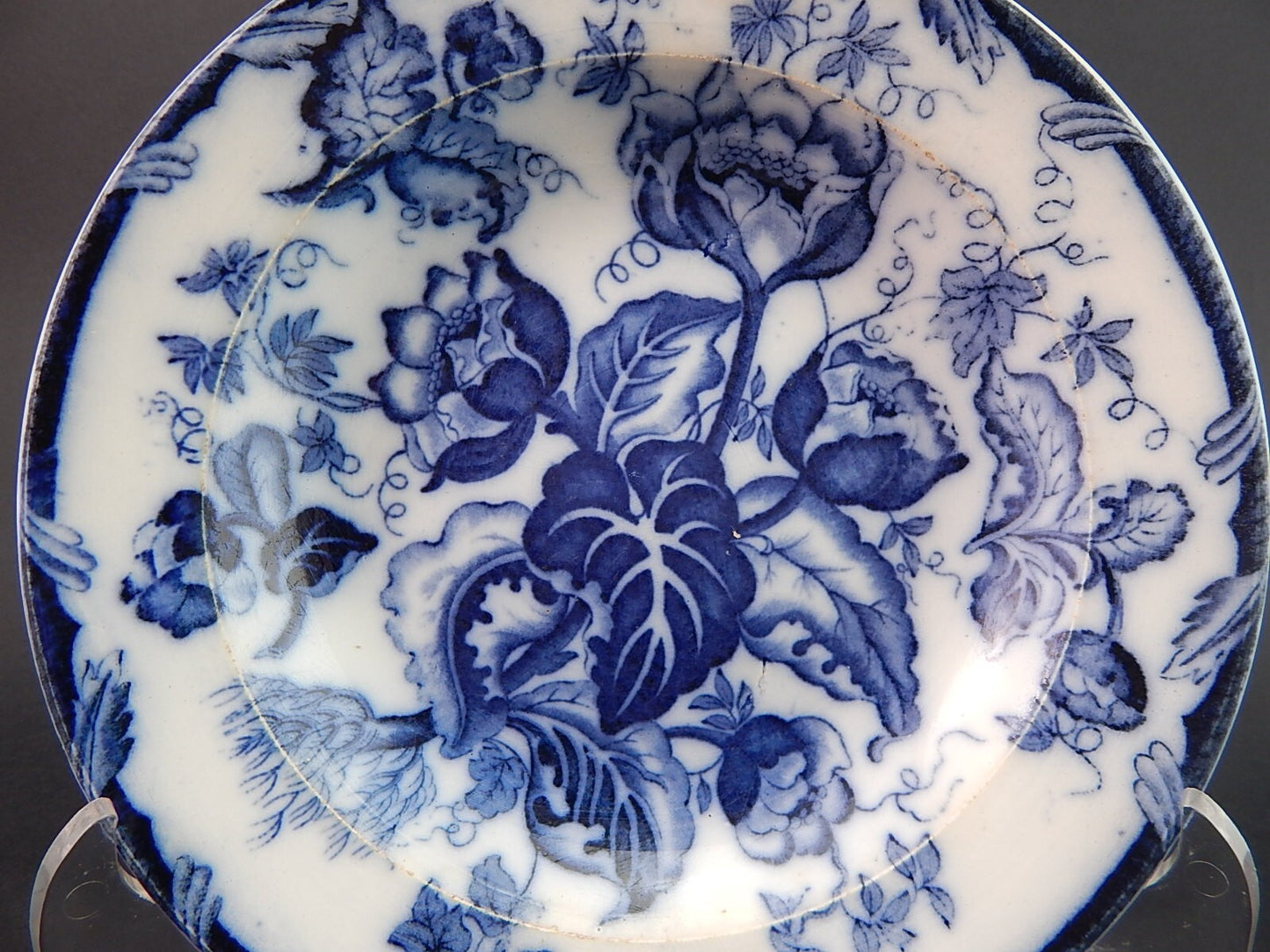 ANTICO PIATTO FONDO NINFEE BLU CERAMICA RICHARD MILANO FINE 800 WATER NYMPH A897