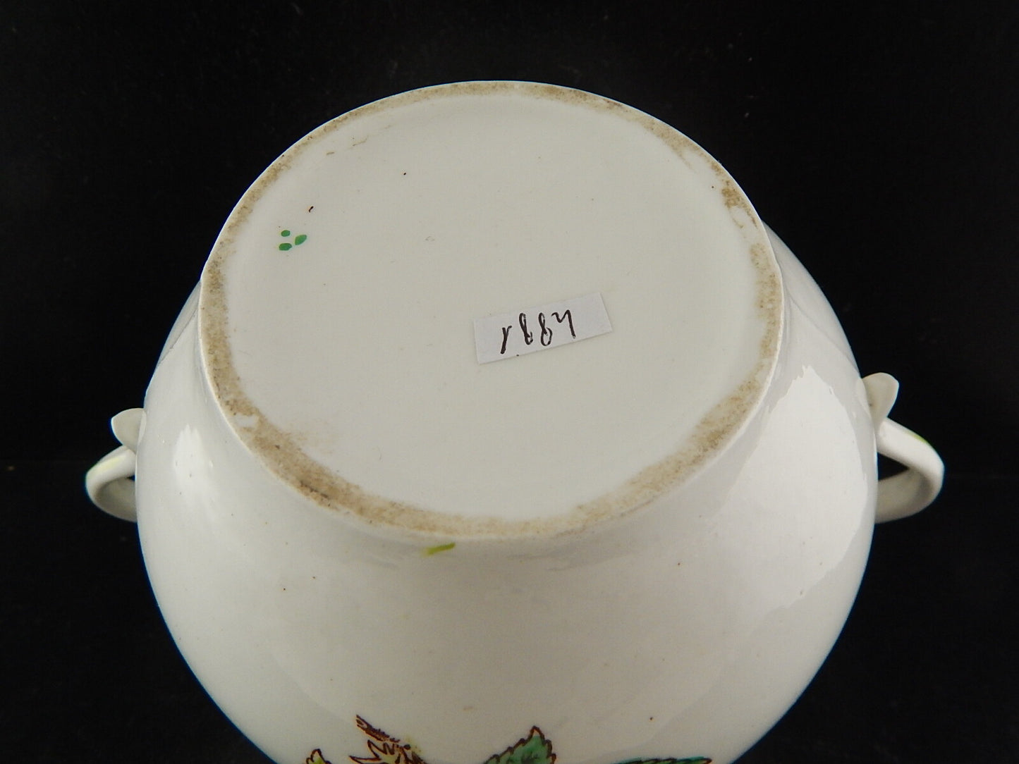 ANTICA ART NOUVEAU LIBERTY ZUCCHERIERA POTICHE PORCELLANA DIPINTA MANO ROSA