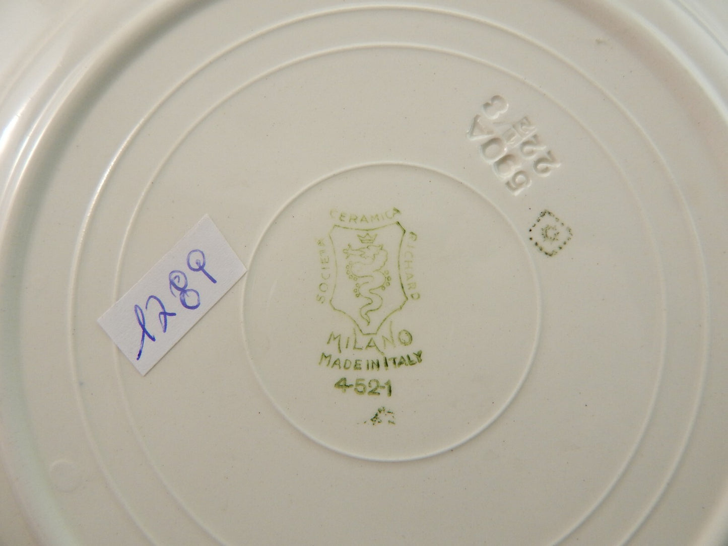 ANTICO PIATTO SEMI PORCELLANA RICHARD CERAMICHE MILANO DECORO FERRARA #1789