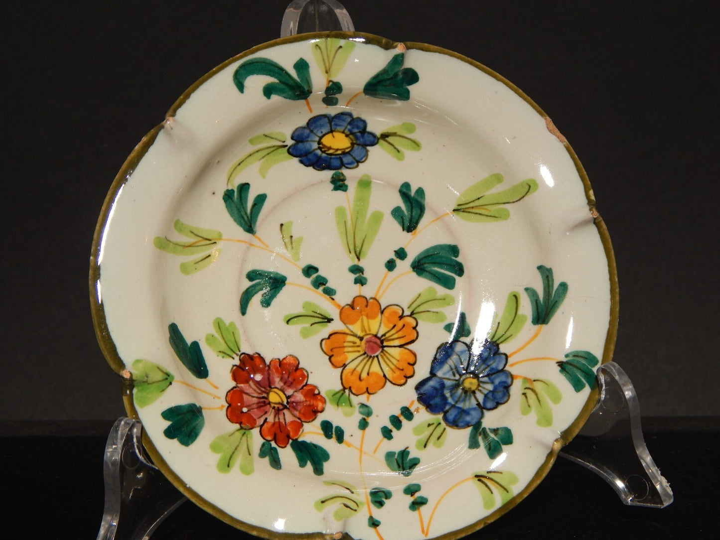 ANTICA RARA TAZZA E PIATTINO IN MAIOLICA CERAMICA CANTAGALLI FIRENZE ITALY #1345