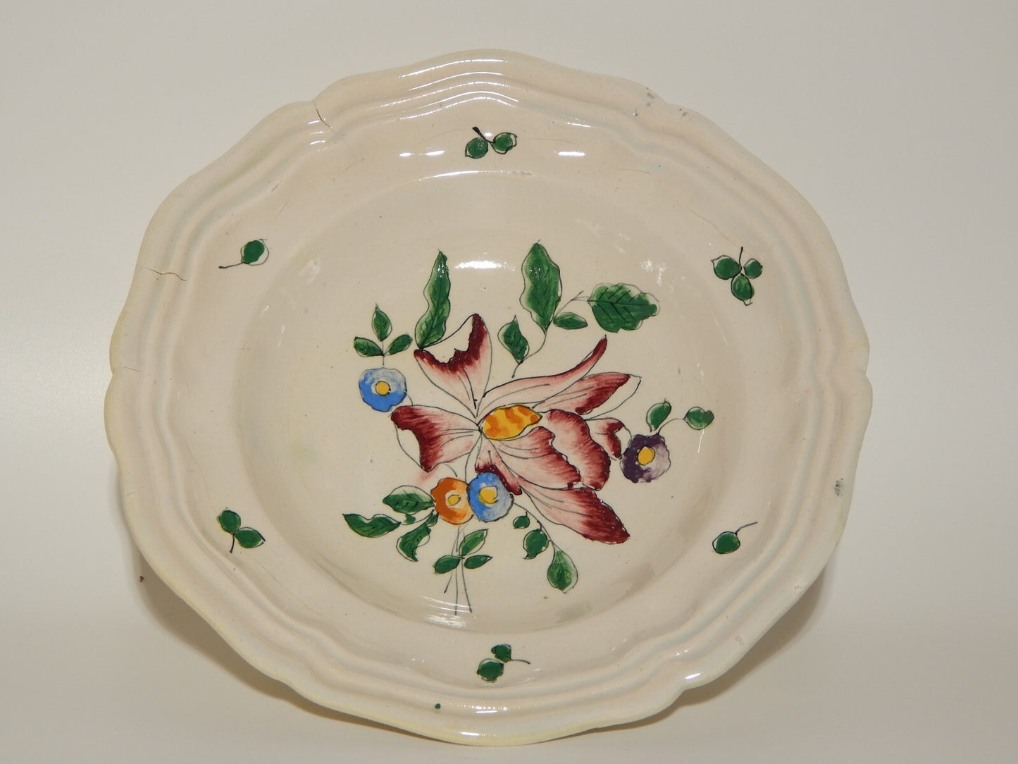 ANTICA RARA ALZATA FRUTTIERA MAIOLICA CERAMICA LODIGIANA VECCHIA LODI DIPINTA