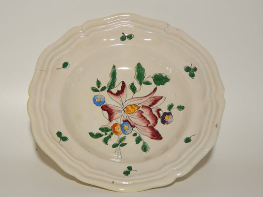 ANTICA RARA ALZATA FRUTTIERA MAIOLICA CERAMICA LODIGIANA VECCHIA LODI DIPINTA