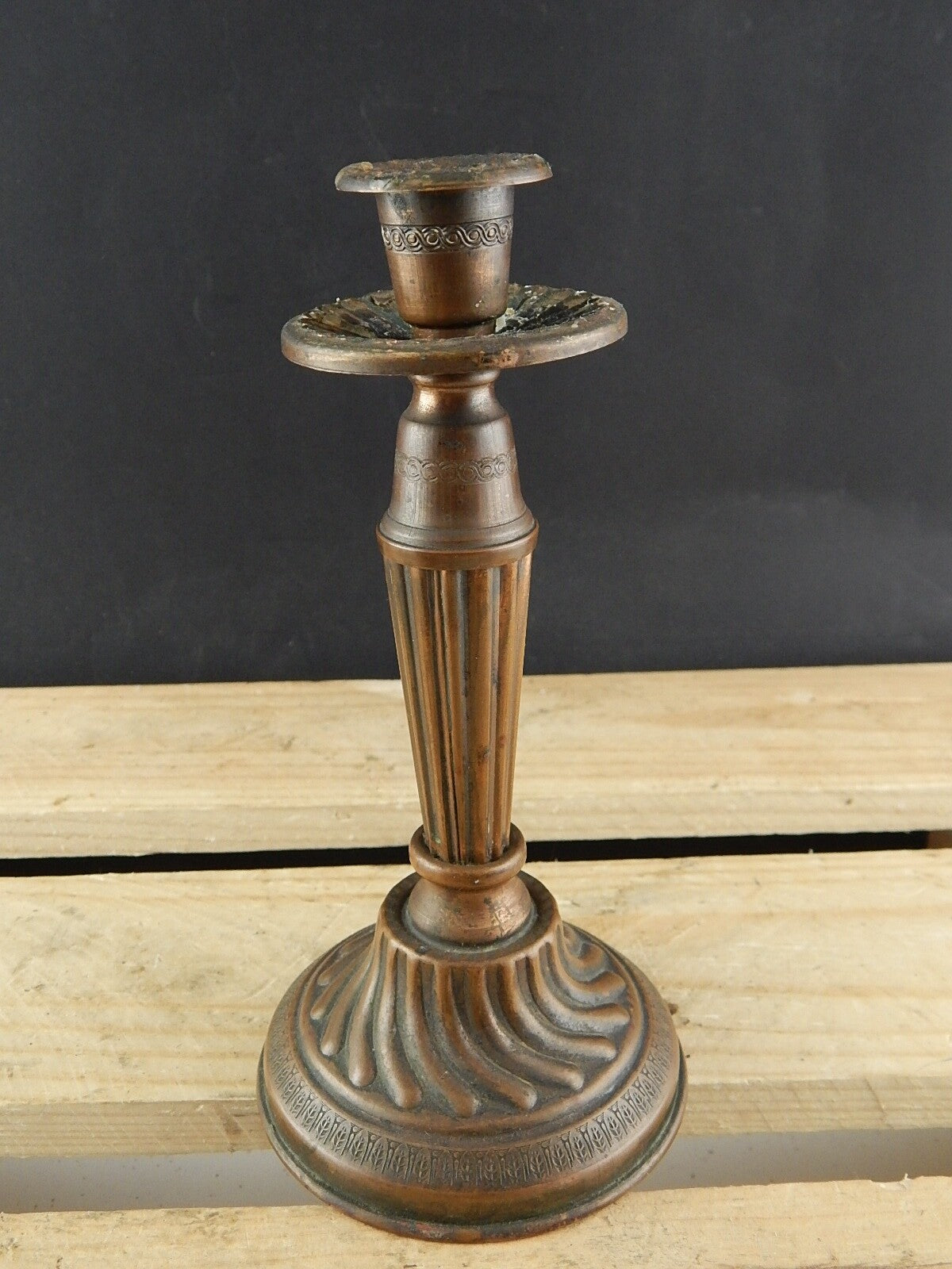 ANTICO CANDELABRO CANDELIERE PORTA CANDELA IN RAME PRIMO 900