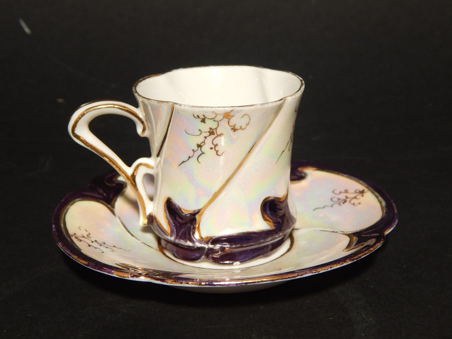 ANTICA ELEGANTE LIBERTY TAZZINA CAFFE' PORCELLANA DECORO A LUSTRO