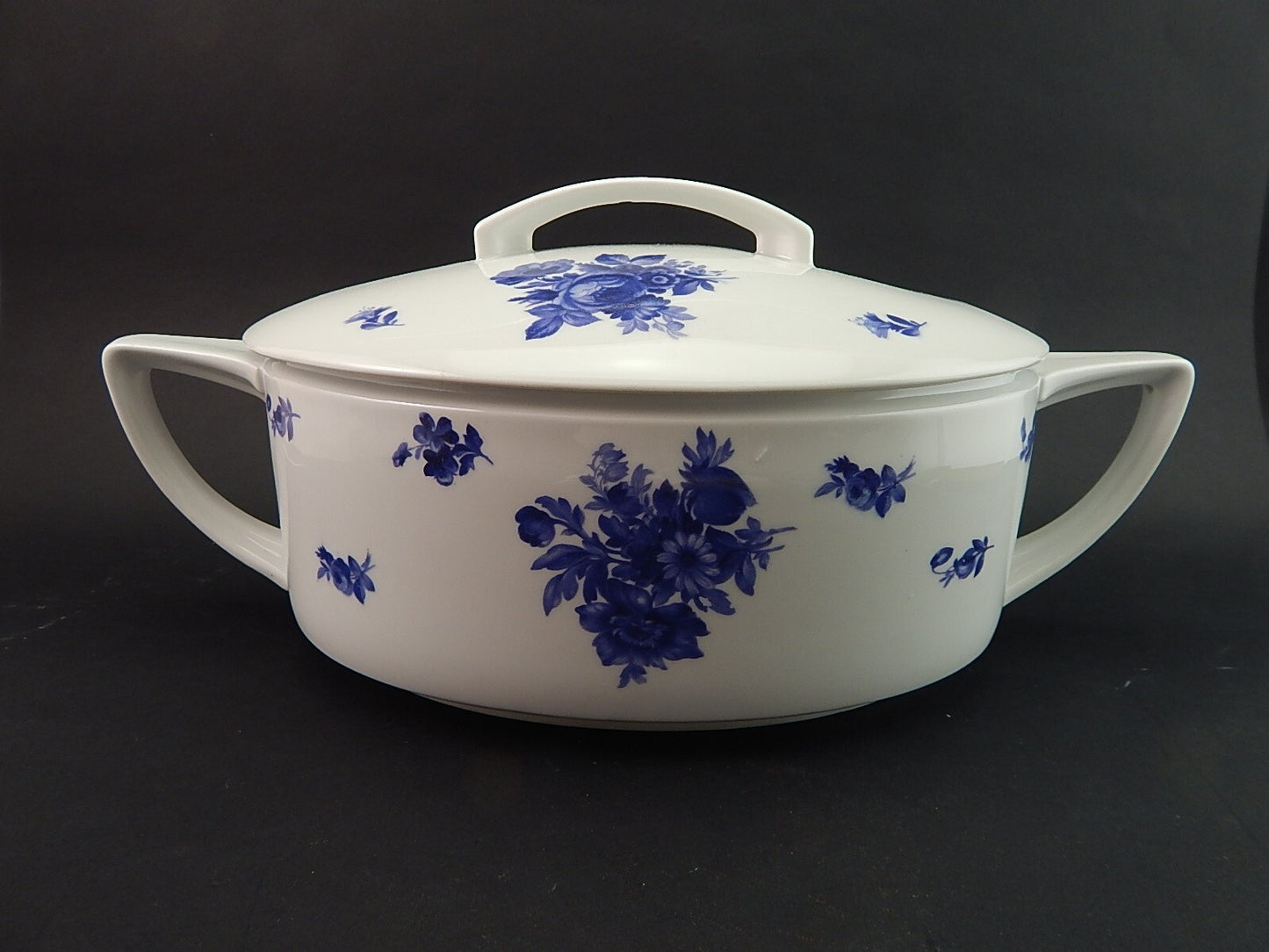 ANTICA 1920 PREZIOSA PORCELLANA KRAUTHEIM BAVARIA ZUPPIERA BIANCA ROSE BLU