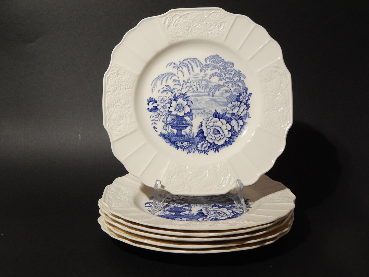ANTICO SERVIZIO 6 PIATTI CERAMICA MYOTT SON STAFFORDSHIRE ENGLAND BIANCO BLU