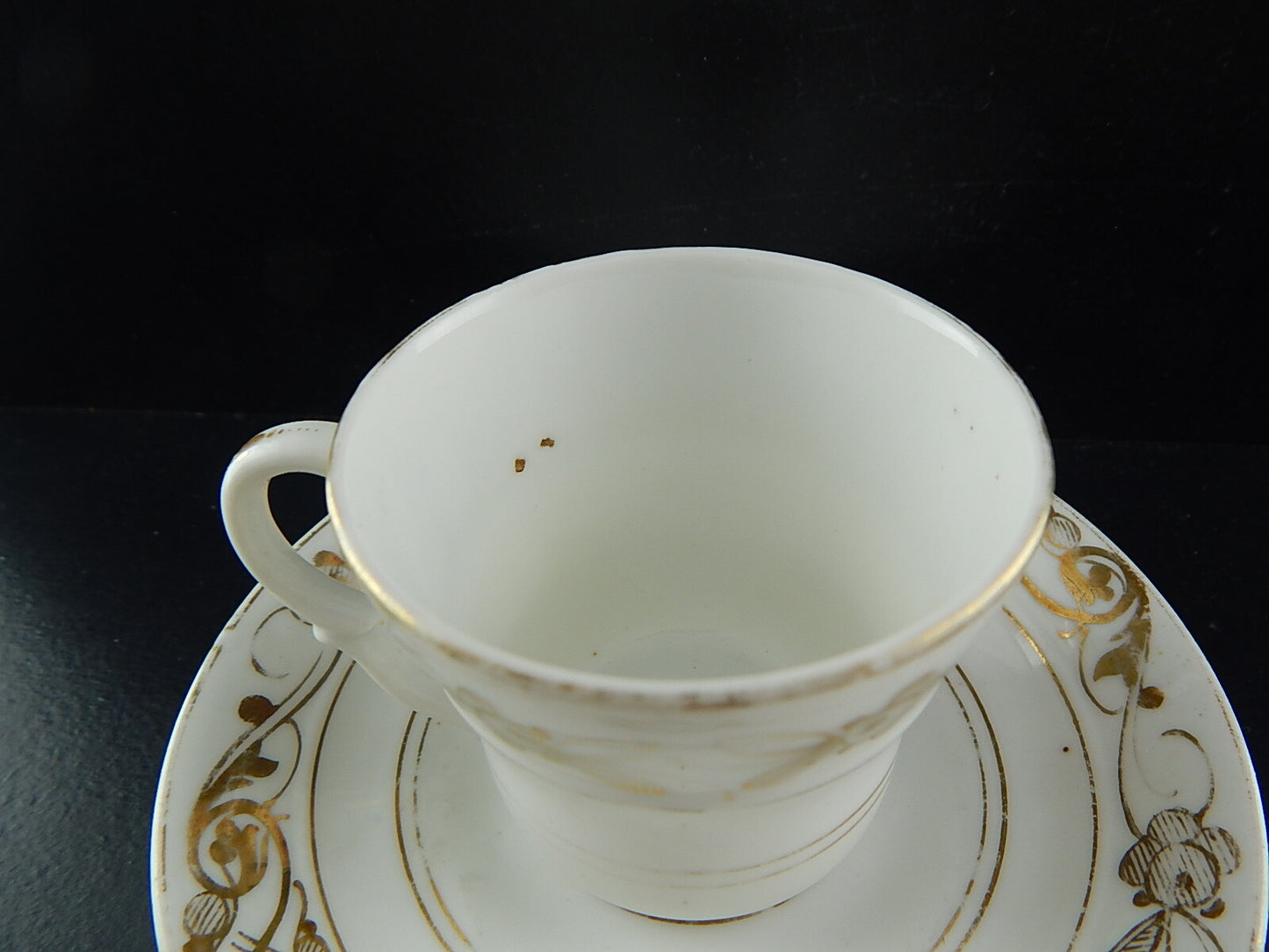 ANTICA PREZIOSA RARA TAZZA IMPERO PORCELLANA BIANCA ORO PARIGI INIZIO 1800 #9
