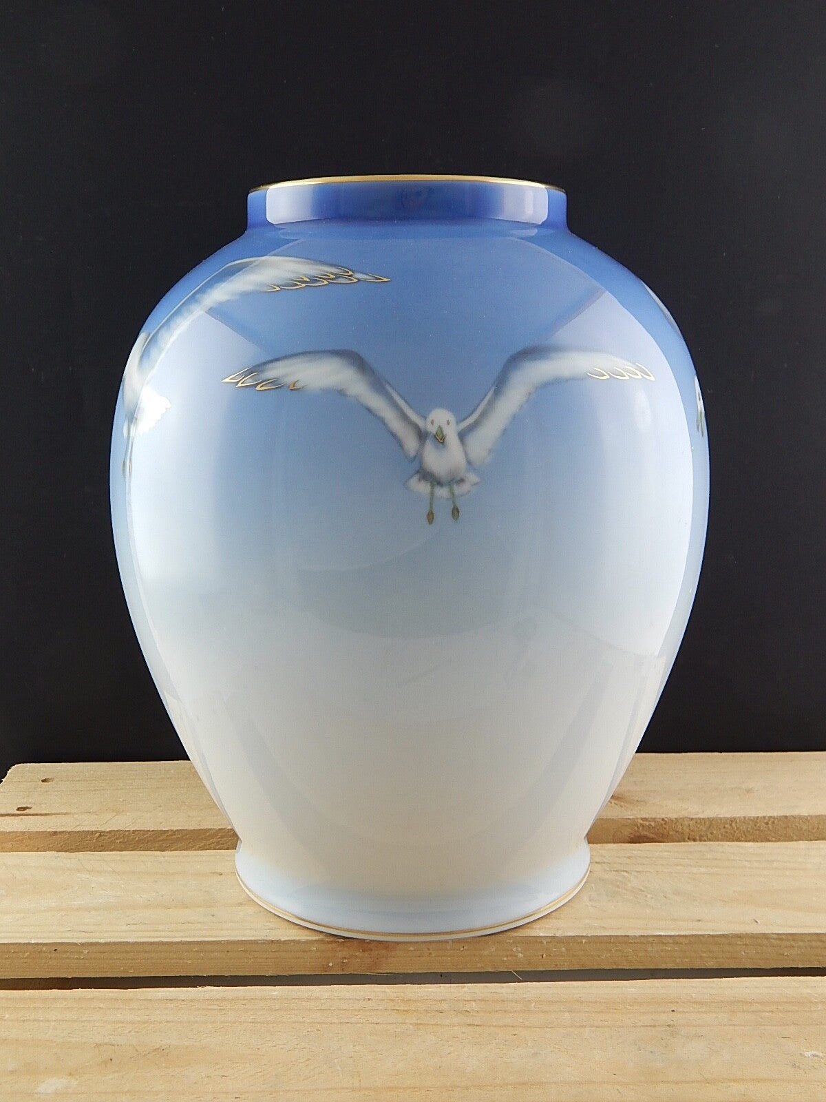 ROYAL COPENHAGEN IMPORTANTE RARO GRANDE VASO PORCELLANA GABBIANI SEAGULL