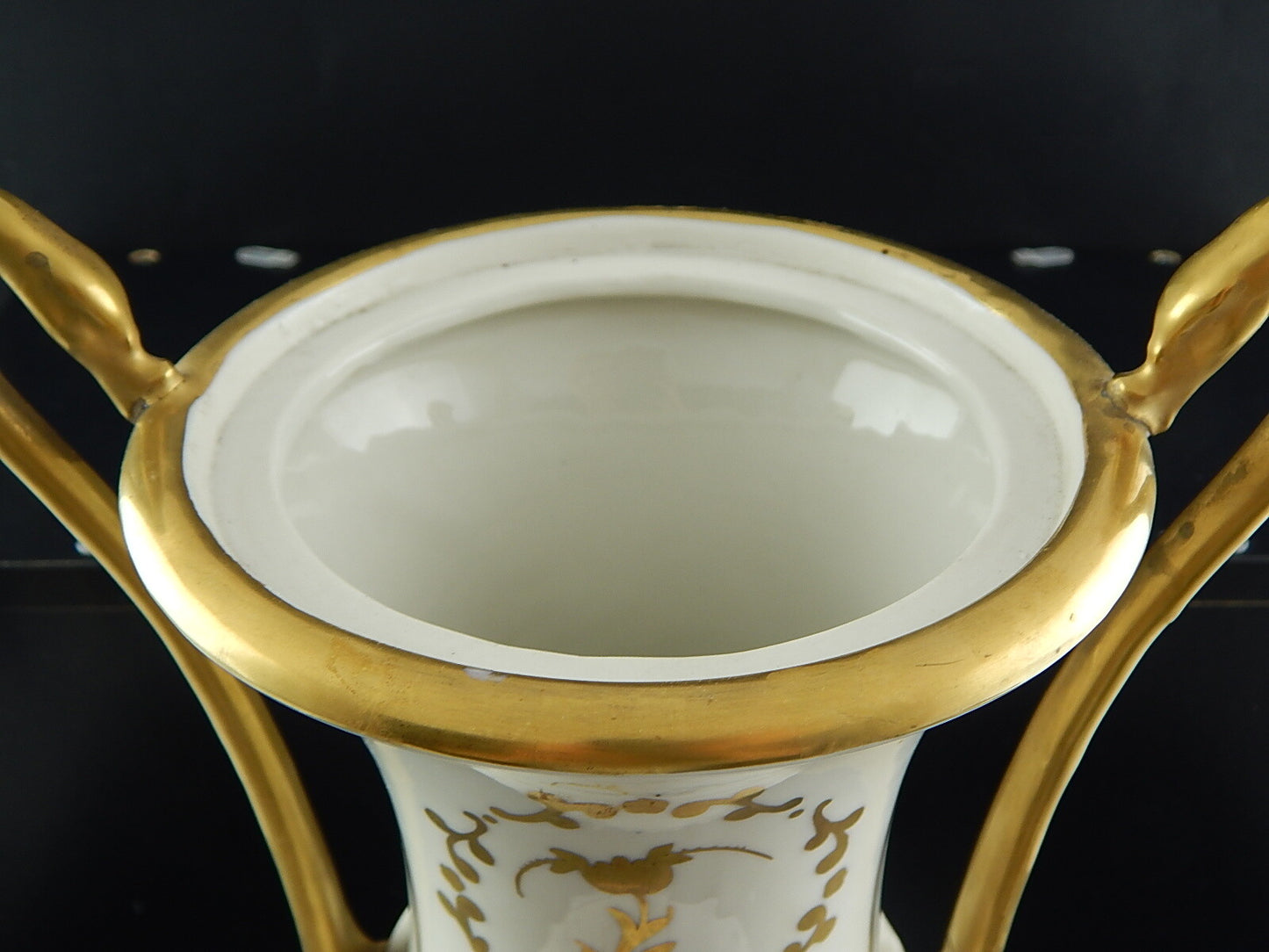 ANTICO PREZIOSO VASO URNA IMPERO PORCELLANA DIPINTO MANO MARCHIO N CORONATA BLU