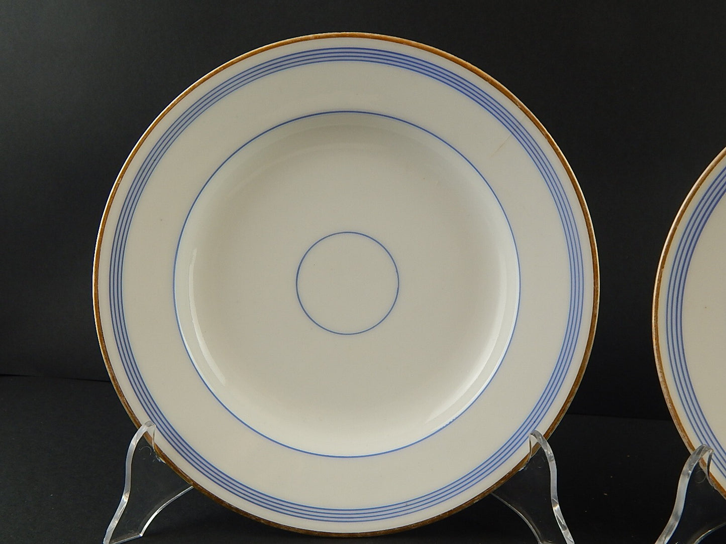 ANTICO RARO SERVIZIO 10 PIATTI PORCELLANA PARIGI BIANCA BLU ORO NAPOLEONE III