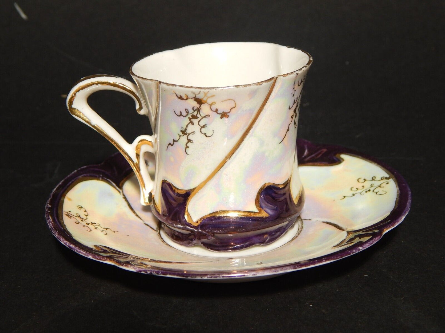 ANTICA ELEGANTE LIBERTY TAZZINA CAFFE' PORCELLANA DECORO A LUSTRO