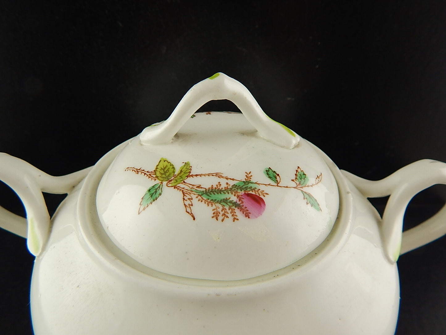 ANTICA ART NOUVEAU LIBERTY ZUCCHERIERA POTICHE PORCELLANA DIPINTA MANO ROSA