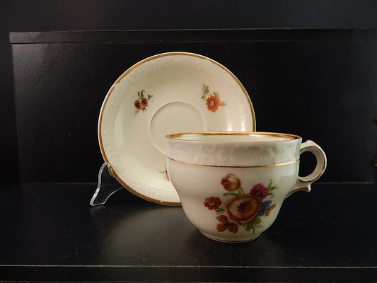 ANTICA TAZZA KPM COPENHAGEN PORCELLANA BOUQUET DI FIORI E ORO DEL 1924 #1206