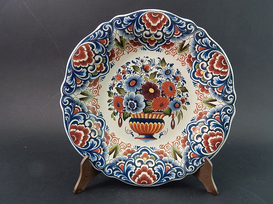 ANTICO PREZIOSO PIATTO CERAMICA POLICROMA COLLEZIONE OUD DELFT DIPINTO A MANO