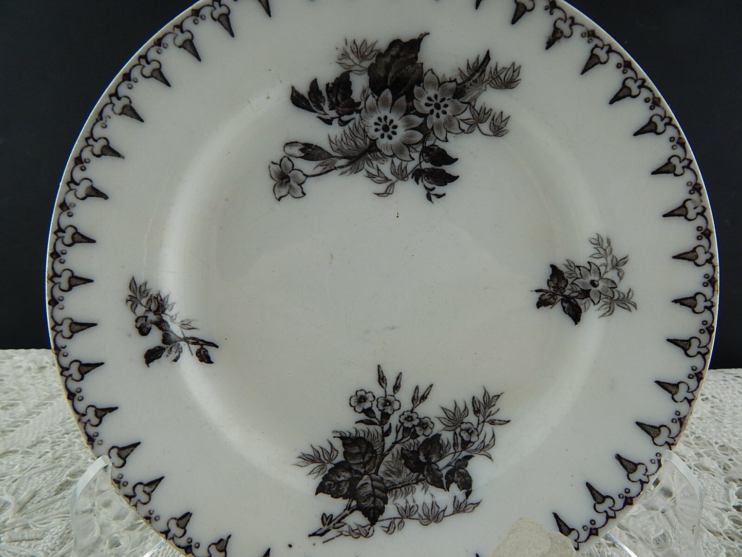 ANTICO PIATTO CERAMICA SARREGUEMINES U&C COLLEZIONE FLORE 1800 ART NOUVEAU #1325