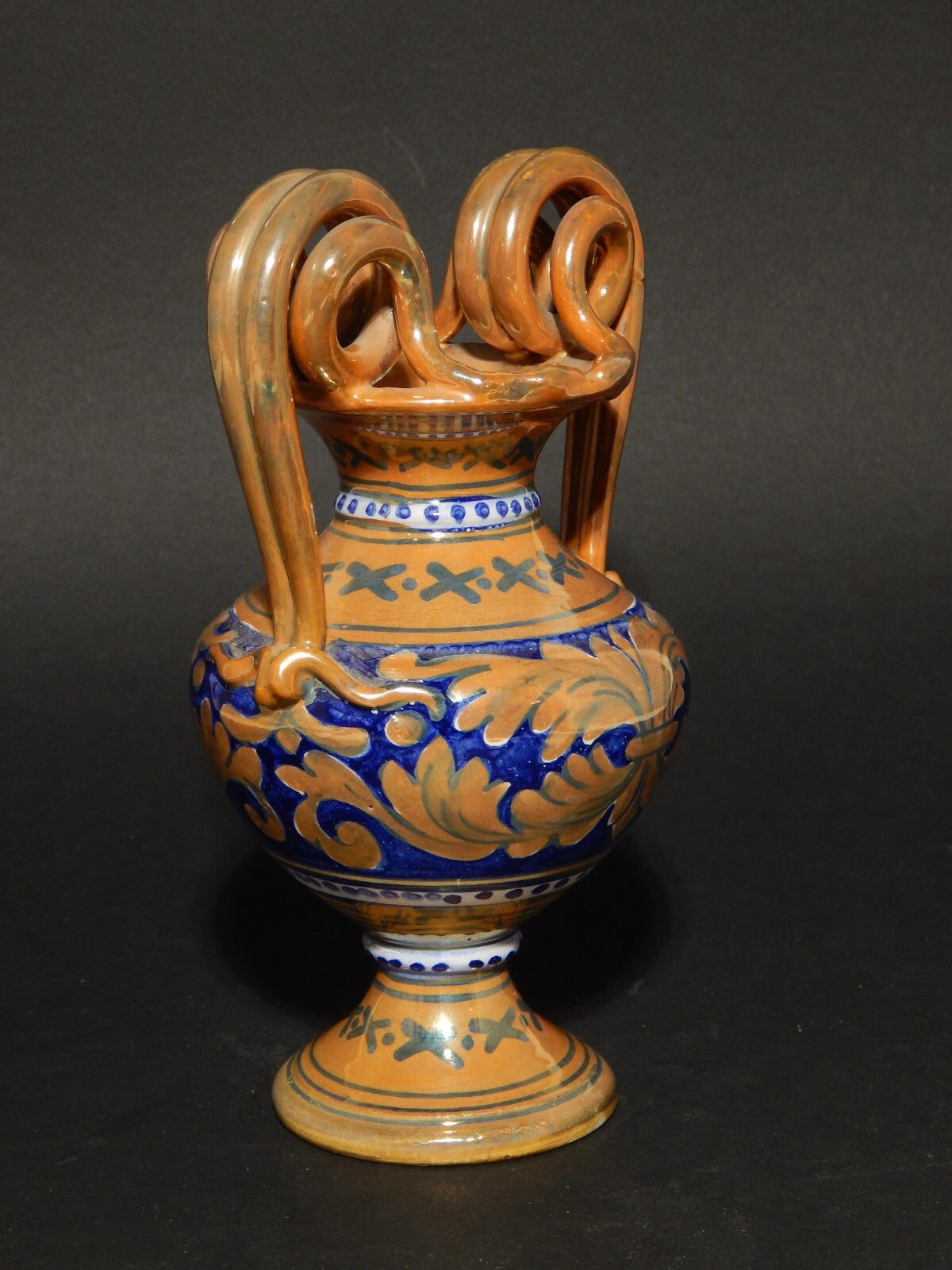 VINTAGE VASO MAIOLICA LA VINCENZINA CERAMICA A LUSTRO FATTO A MANO GUALDO TADINO