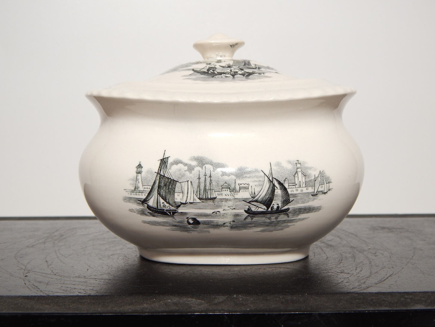 ANTICO SERVIZIO CAFFE' INGLESE SEMI PORCELLANA COPELAND SPODE PAESAGGIO MARINO