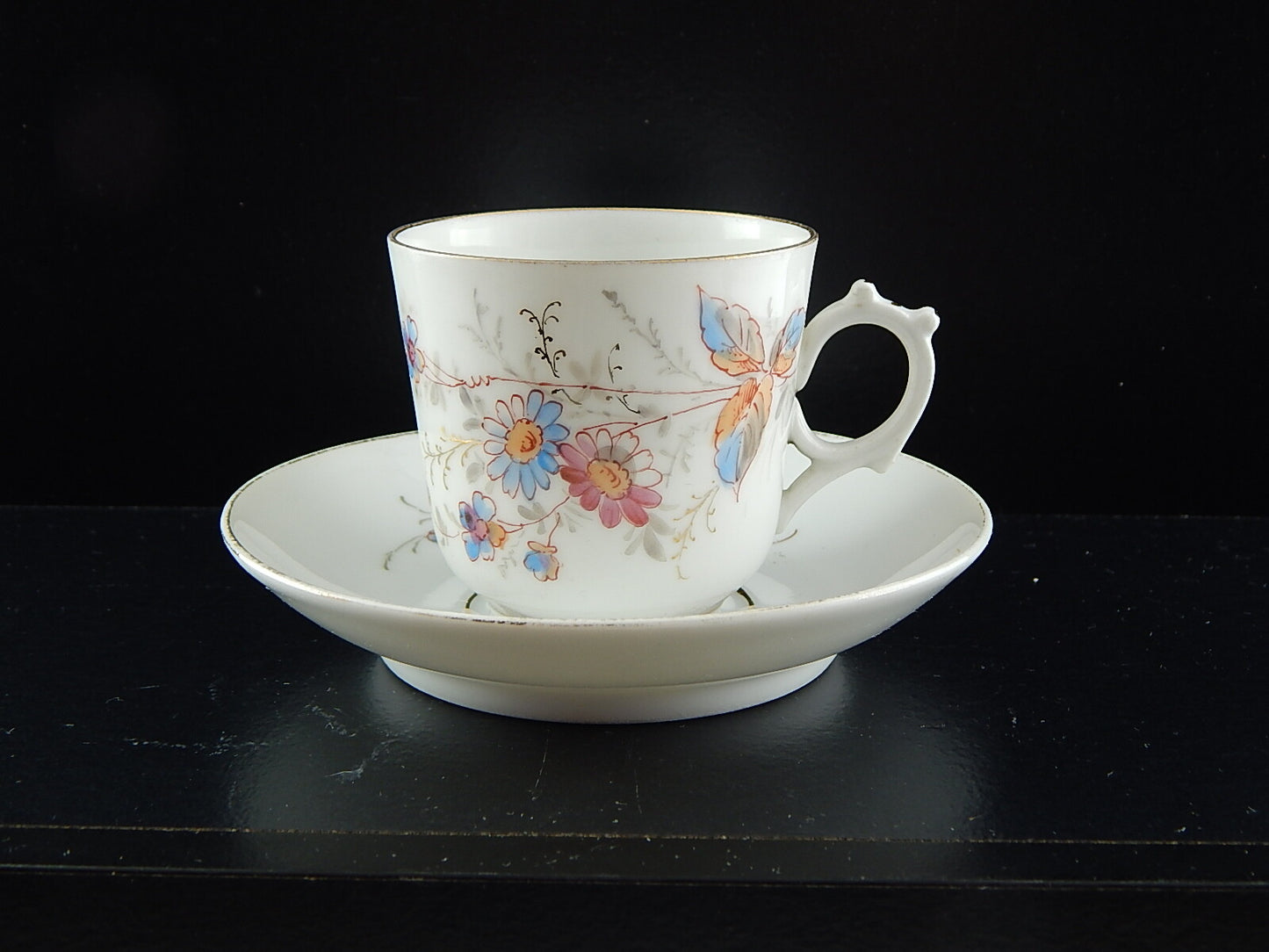 ANTICA PREZIOSA RARA TAZZA PIATTINO PORCELLANA METÀ 800 DIPINTA A MANO