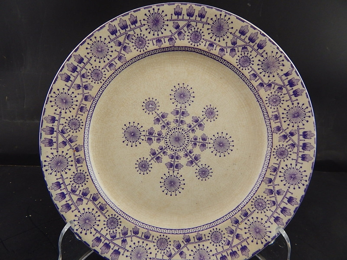 ANTICO PIATTO CERAMICA META' 800 GUSTAVSBERG TRANSFERWARE VIOLA #9429