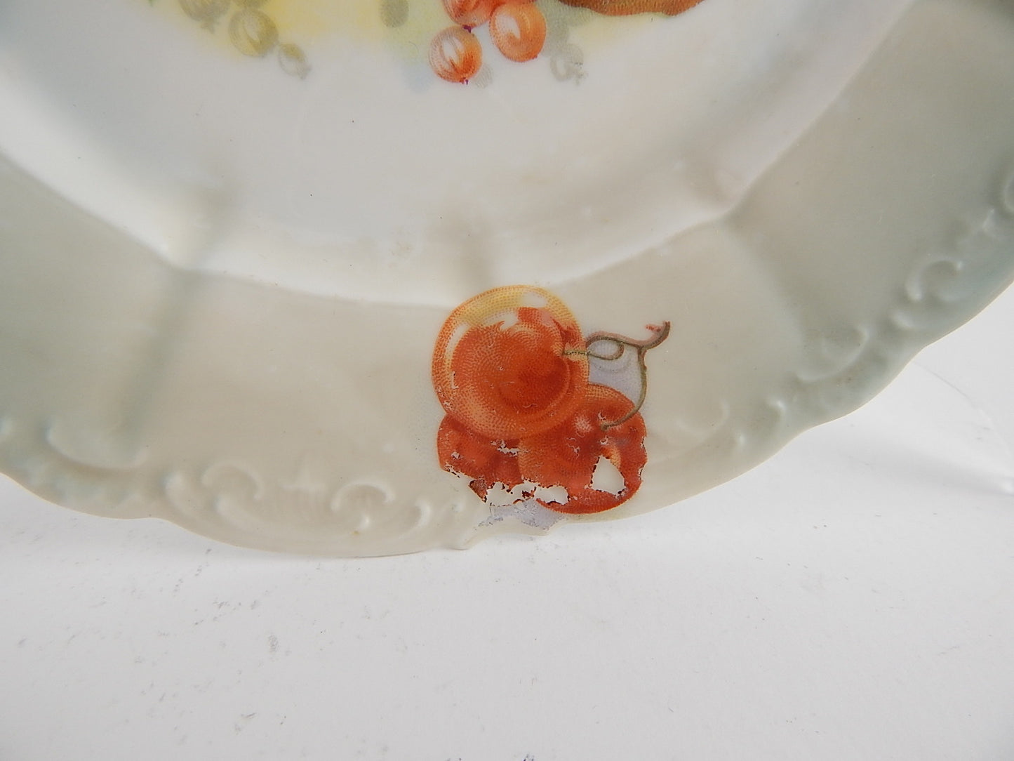 ANTICO RARO PIATTO PORCELLANA INIZIO 1900 MANIFATTURA WEIMAR COLLEZIONE FRUTTA