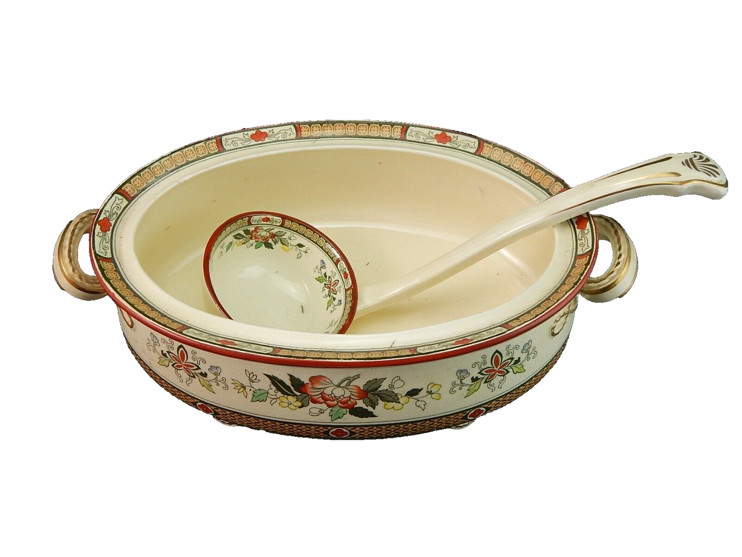 ANTICA 1880 ZUPPIERA CENTROTAVOLA SEMIPORCELLANA INGLESE BISHOP POWELL & STONIER