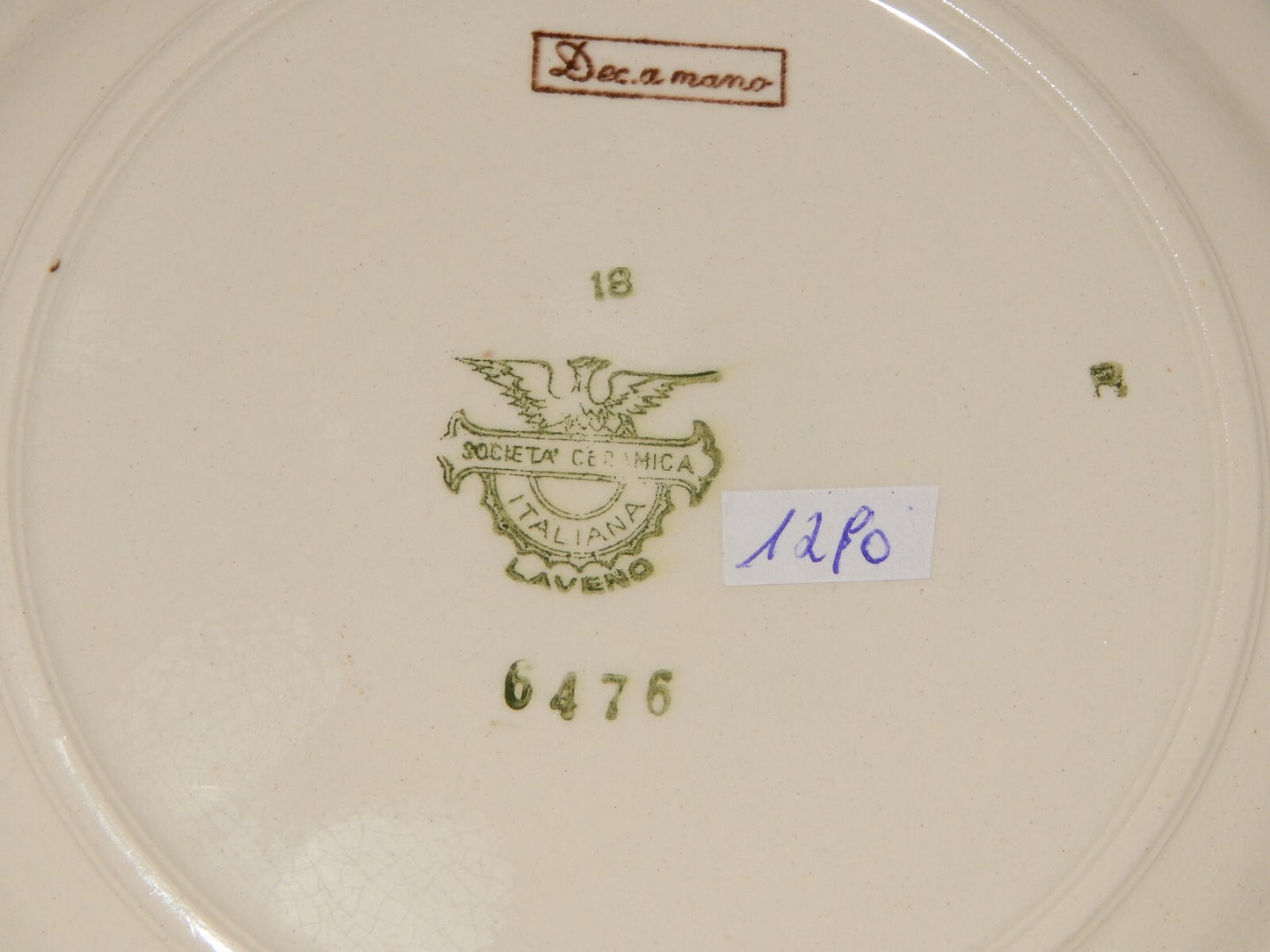 ANTICO PIATTO PI ANO CERAMICA S.C.I. LAVENO ANDLOVIZ PAESAGGIO DIPINTO A MANO ##