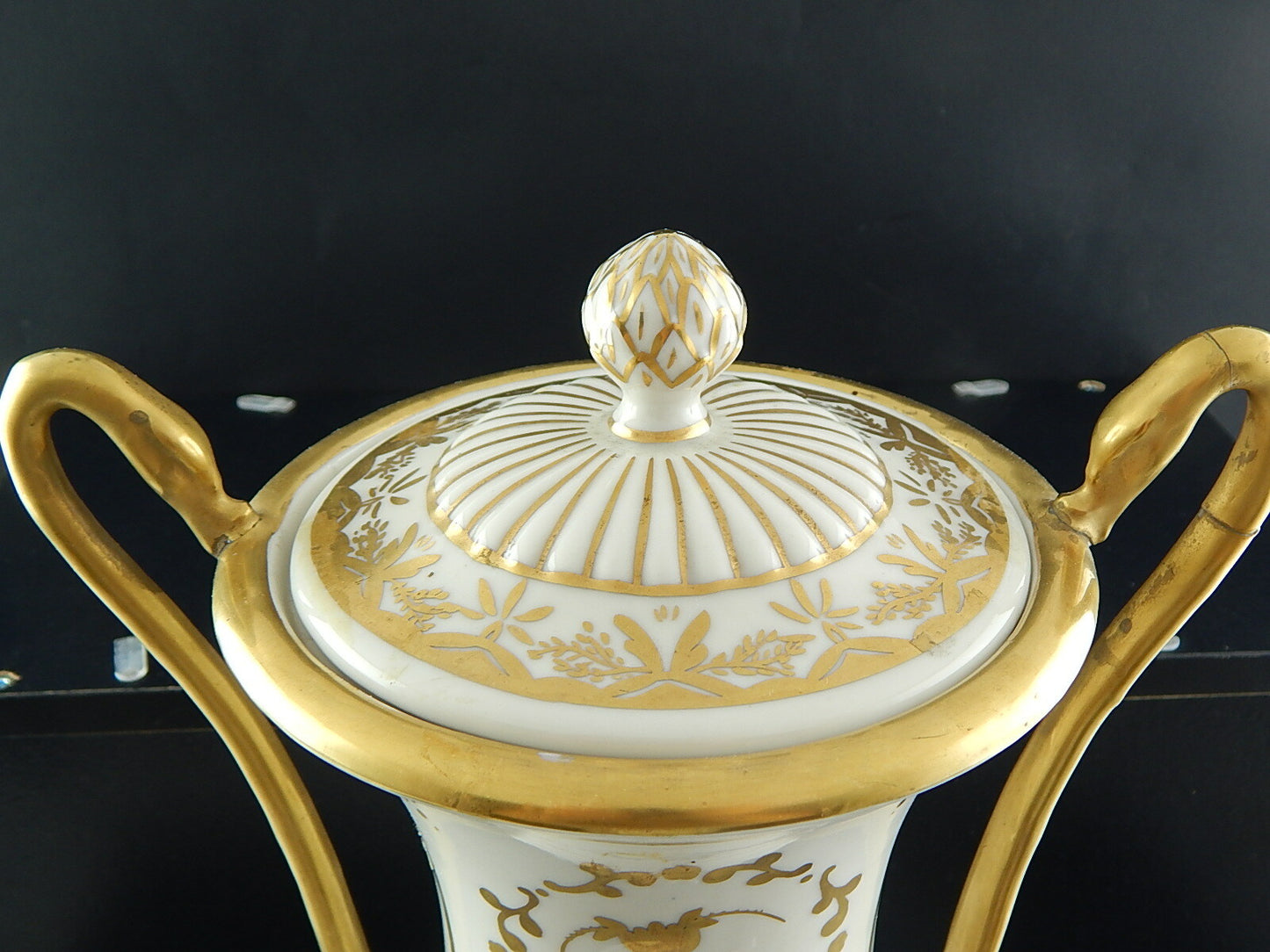 ANTICO PREZIOSO VASO URNA IMPERO PORCELLANA DIPINTO MANO MARCHIO N CORONATA BLU