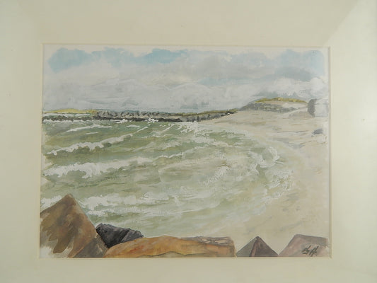 VINTAGE ACQUERELLO FIRMATO RAFFIGURANTE UNA MARINA PROVIENE DALLA SCANDINAVIA