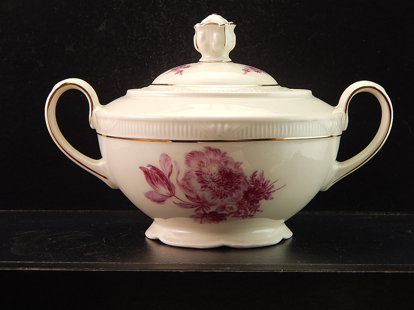 PREZIOSO ANTICO SERVIZIO TE' PORCELLANA ZEH SCHERZER BAVARIA DECORO ROSA FUCSIA