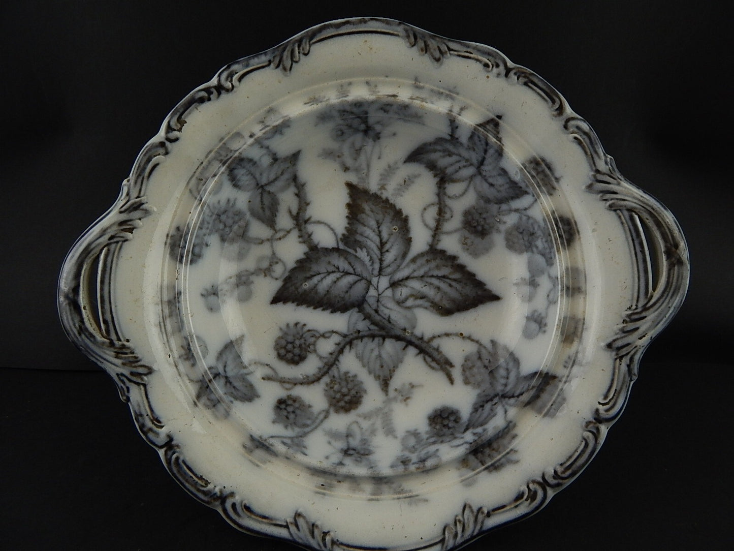 ANTICO AUTENTICA ALZATA CENTROTAVOLA PORCELLANA INGLESE VITTORIANA BERRY PATTERN