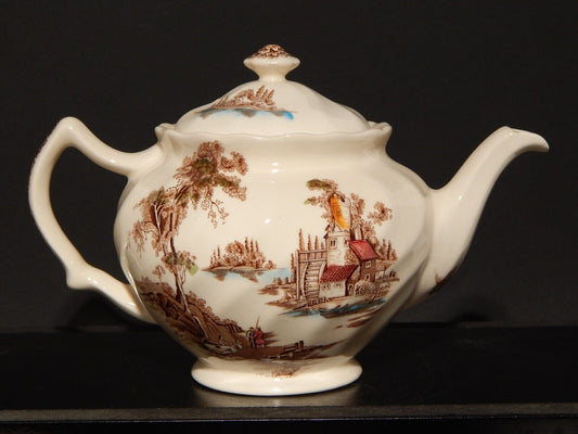 VINTAGE TEIERA SEMI PORCELLANA JOHNSON BROS THE OLD MILL STAMPATA A MANO