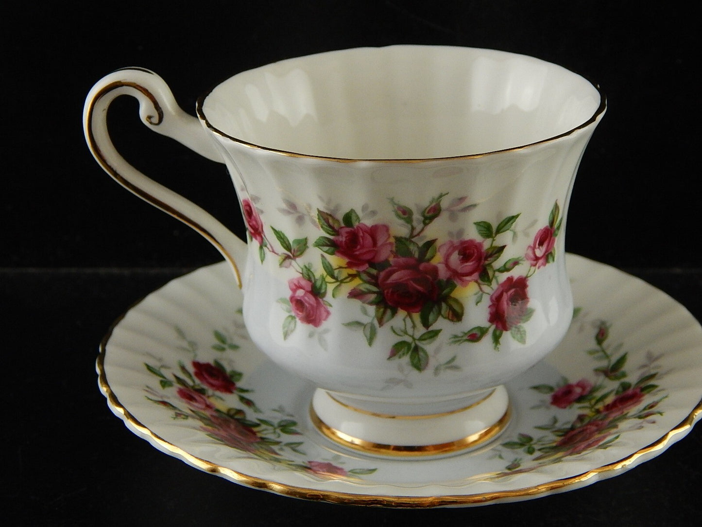 PREZIOSA VINTAGE PORCELLANA INGLESE PARAGON BONE CHINA TAZZA MINUET PINK ROSES