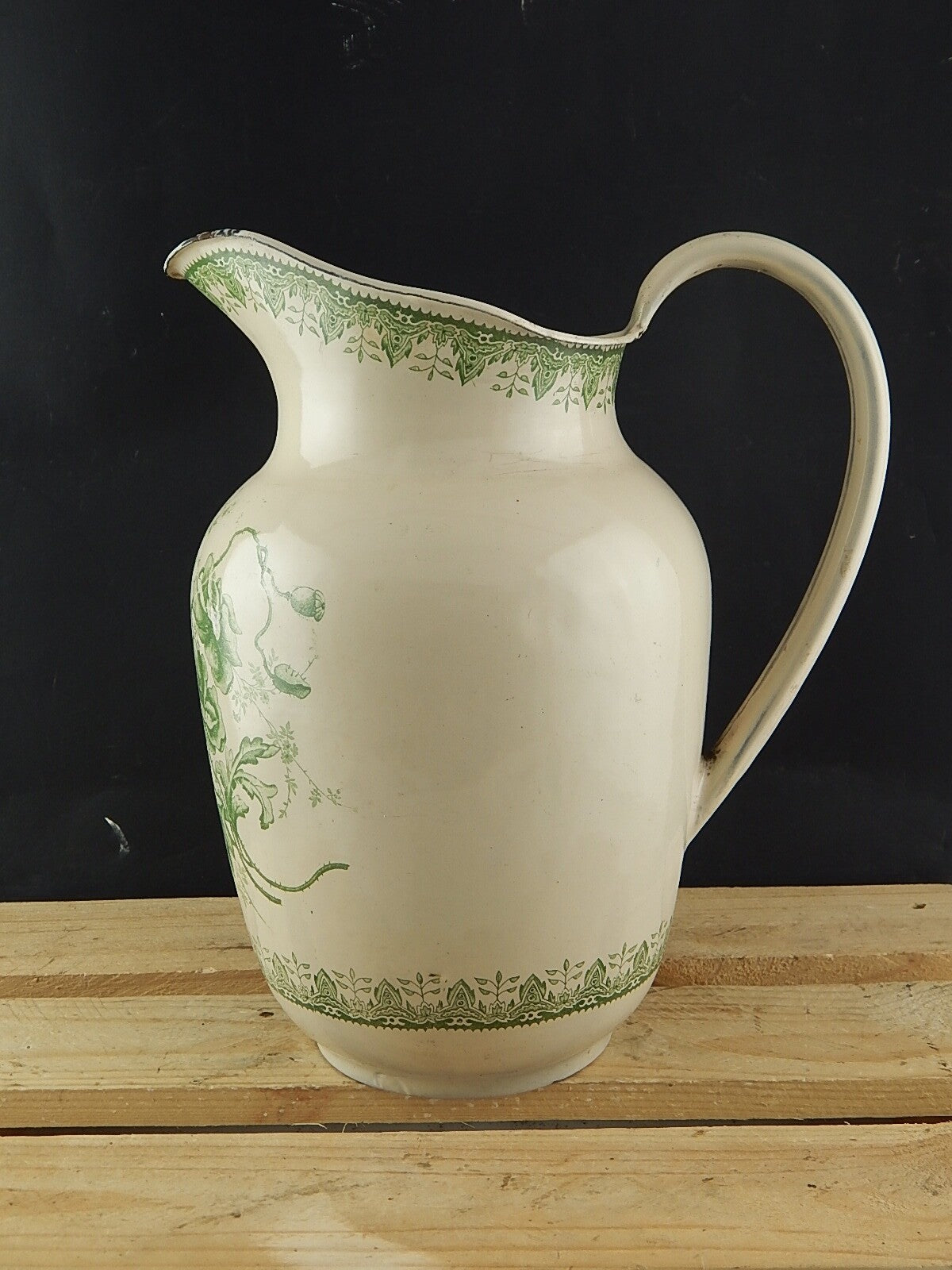 ANTICA ESCLUSIVA BROCCA VERSATOIO LATTA SMALTATA PORCELLANATA DECORO FLOREALE