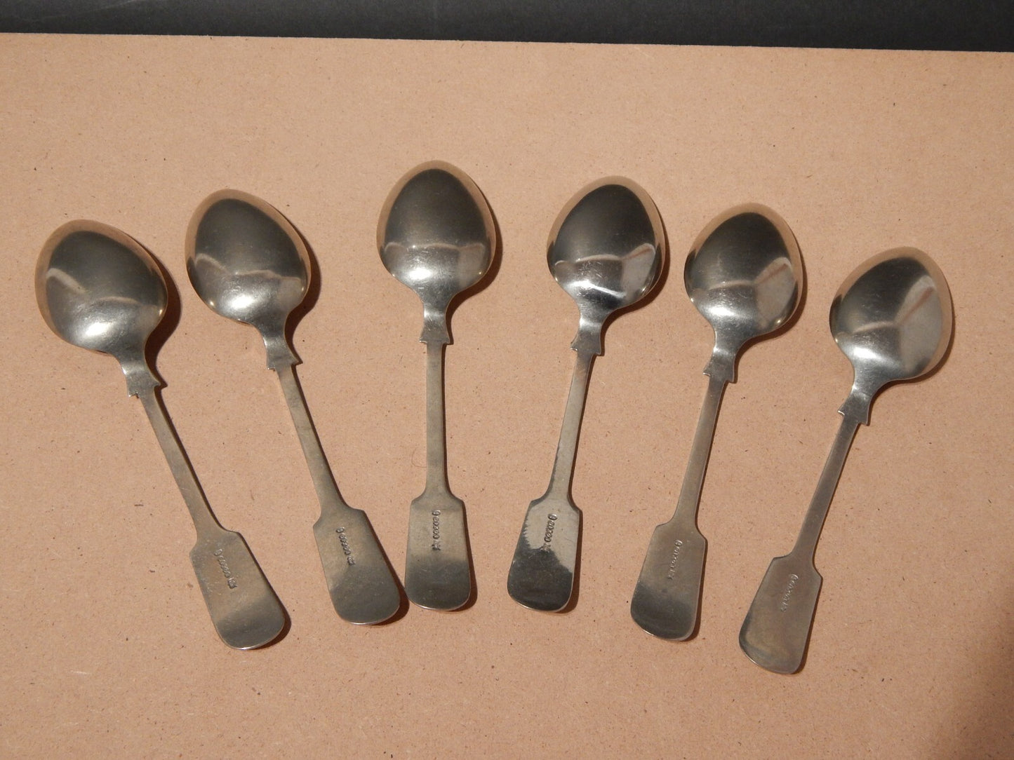 ANTICO SERVIZIO 6 POSATE CUCCHIAI ALPACCA ARGENTATI INGLESI ARGENTIERE DIXON